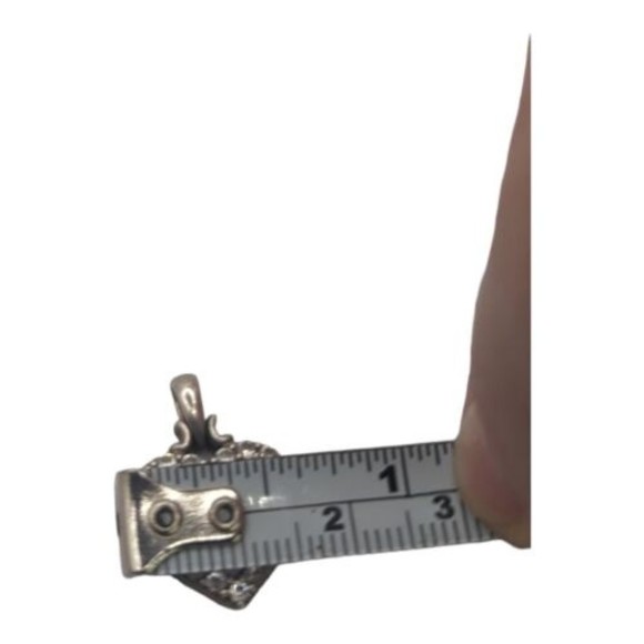 Vintage 925 Sterling Silver C Z Open Heart Pendant Only Cubic Zirconia Love - Picture 4 of 5